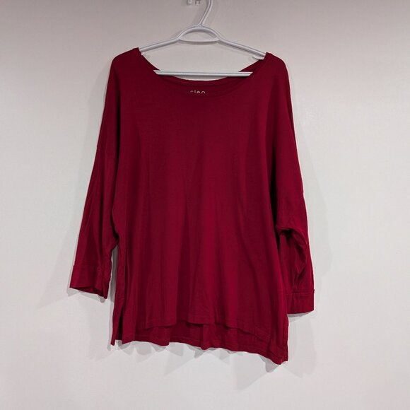 Cleo 3/4 Sleeve Boatneck Top Bugundy Red Size XXL - Picture 1 of 3